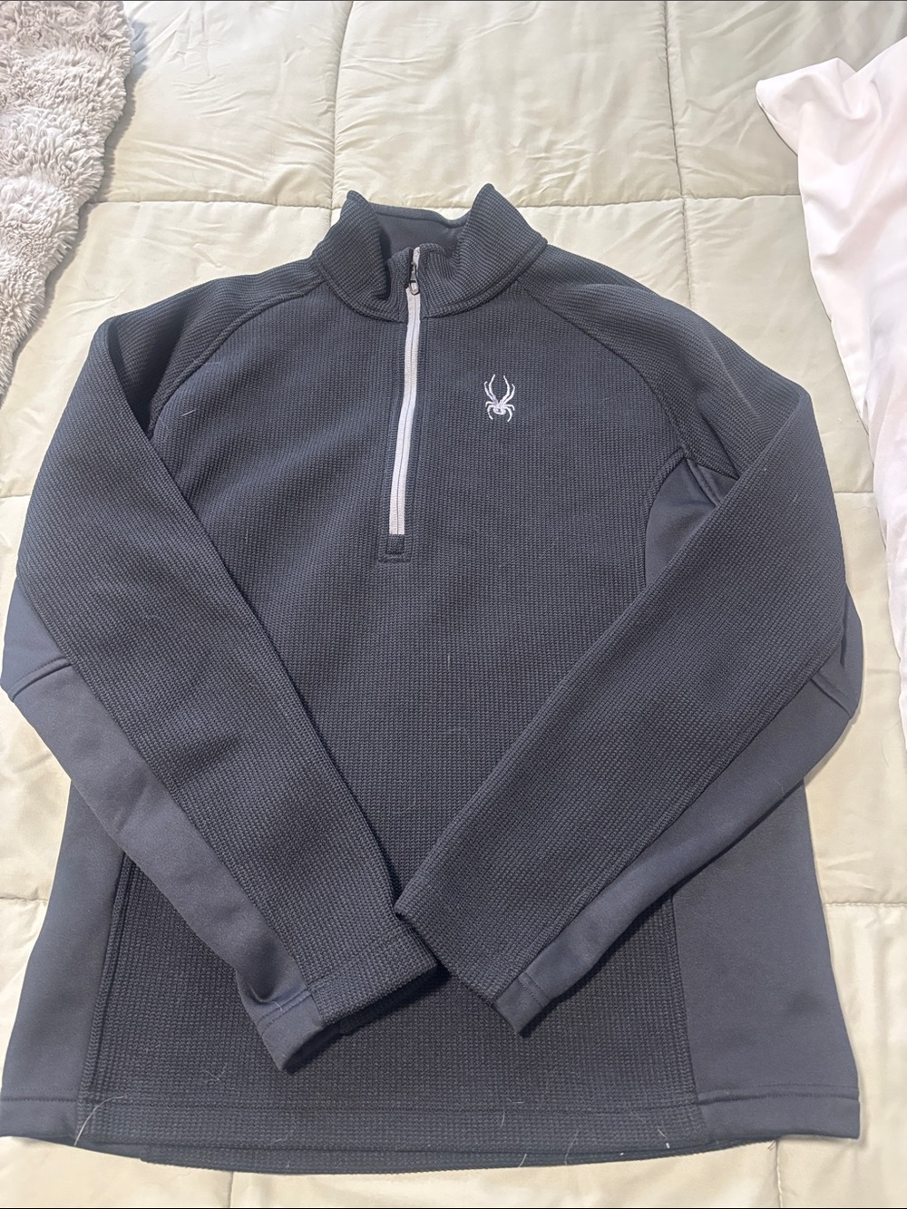 Spyder Men's Half-Zip Pullover in Charcoal Gray with White Zip